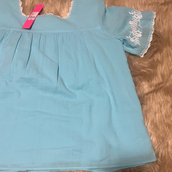 Lilly Pulitzer Tamryn | Blue Ibiza | Short Sleeve Blouse - Picture 6 of 7